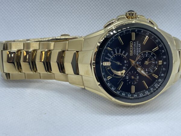 Seiko Coutura Perpetual Chronograph Gold-Tone SS Band Black Dial Men's Watch (Model: SSC700) - Image 4