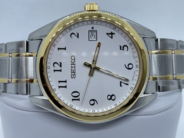 Seiko Essential Two Tone Stainless Steel White Dial Men's Watch (Model: SUR460) - Image 4