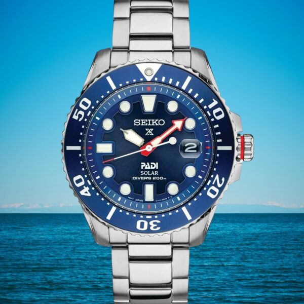 Seiko Special Edition Prospex PADI Solar Diver's Stainless Steel Bracelet Men's Watch (Model: SNE549) - Image 4