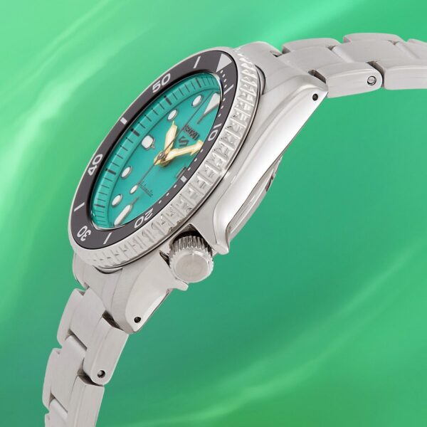 Seiko Automatic 5 Sport Vibrant Green Dial Stainless Steel Bracelet Unisex Watch (Model: SRPK33) - Image 3