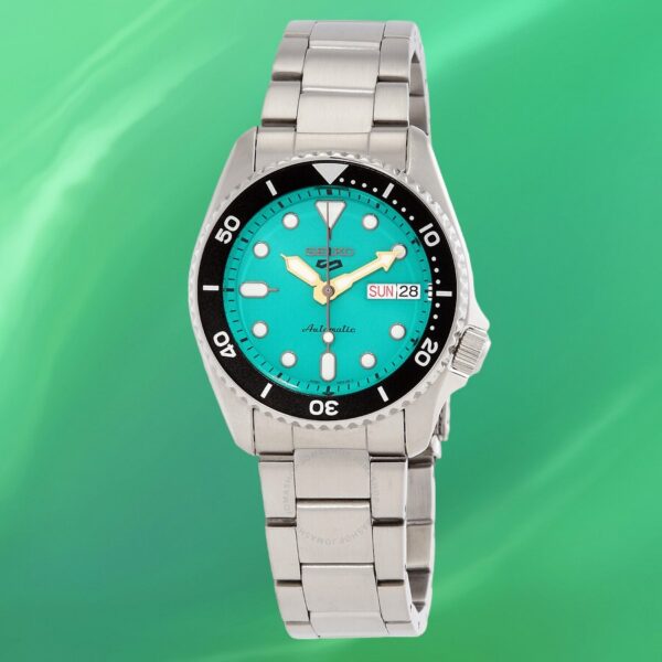 Seiko Automatic 5 Sport Vibrant Green Dial Stainless Steel Bracelet Unisex Watch (Model: SRPK33)