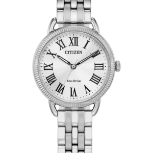 Citizen Eco-Drive Classic Coin Edge Silver Dial Ladies Watch (Model: EM1050-56A)