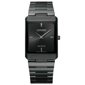 Citizen Eco-Drive Stiletto Black Dial Stainless Steel Band Unisex Watch (Model:AR3107-57E)