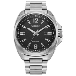 Citizen Eco-Drive Endicott Sport Luxury Black Dial Stainless Steel Band Men's Watch (Model: AW1720-51E)