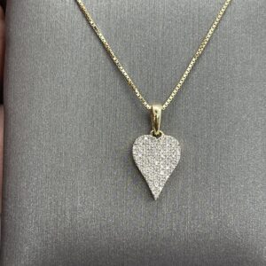 10K Yellow  Gold Diamond Heart Necklace
