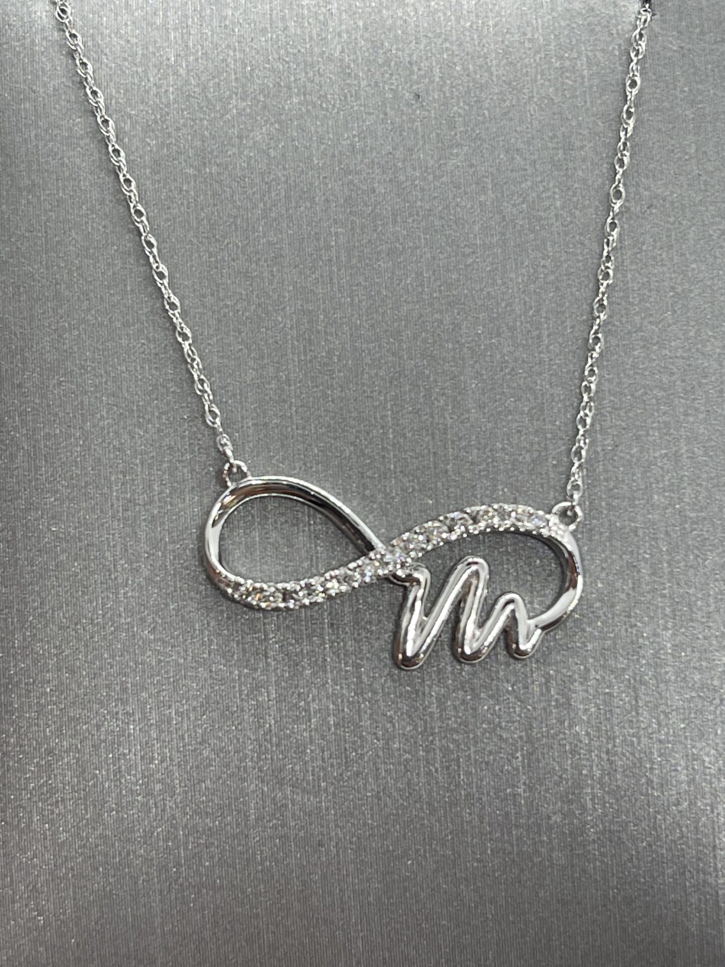 14K White Gold Infinity Diamond Necklace