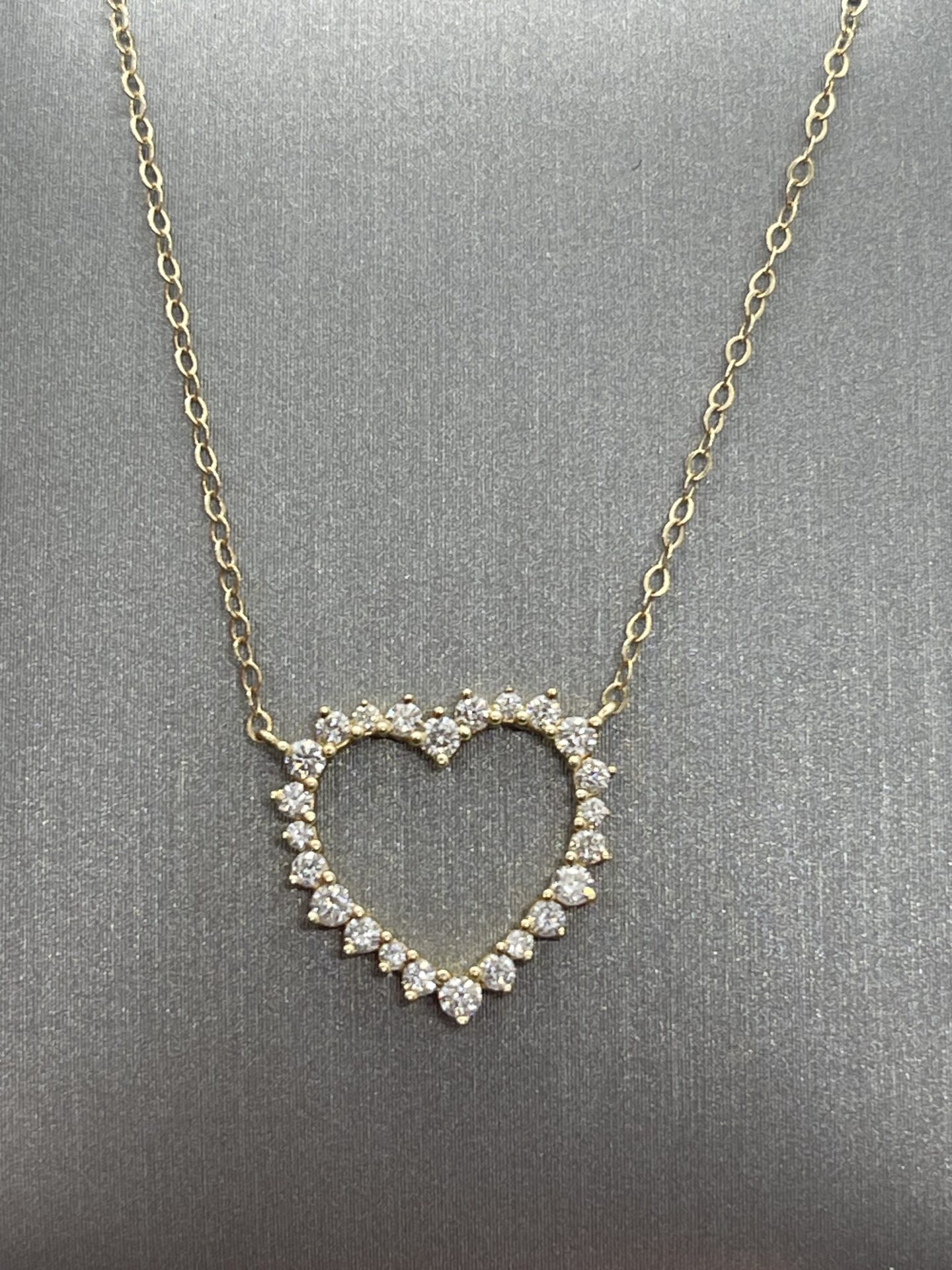 14K Yellow Gold Heart Diamond Necklace