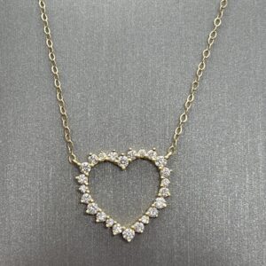 14K Yellow Gold Heart Diamond Necklace