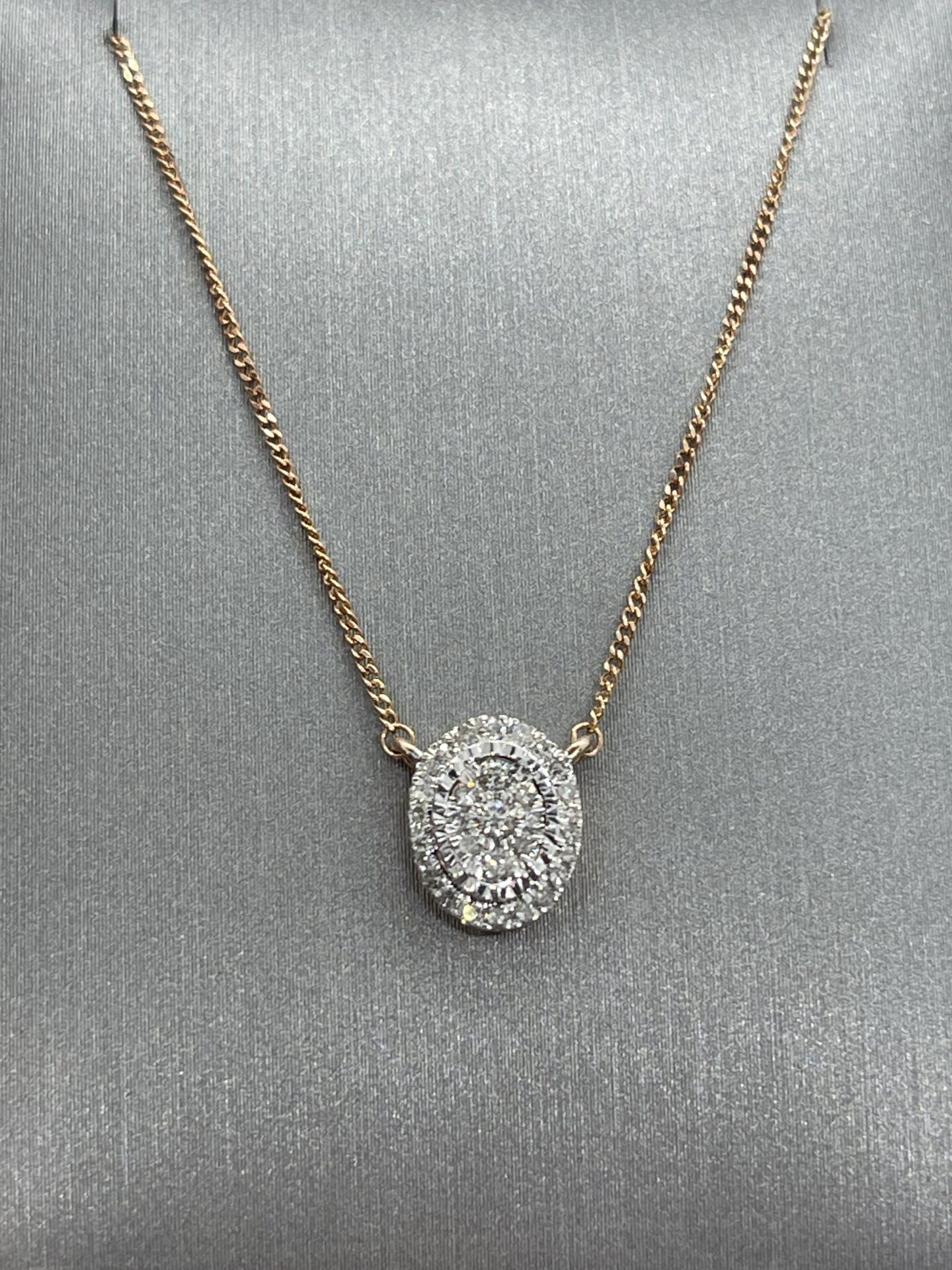 10K Rose Gold Circle Diamond Necklace