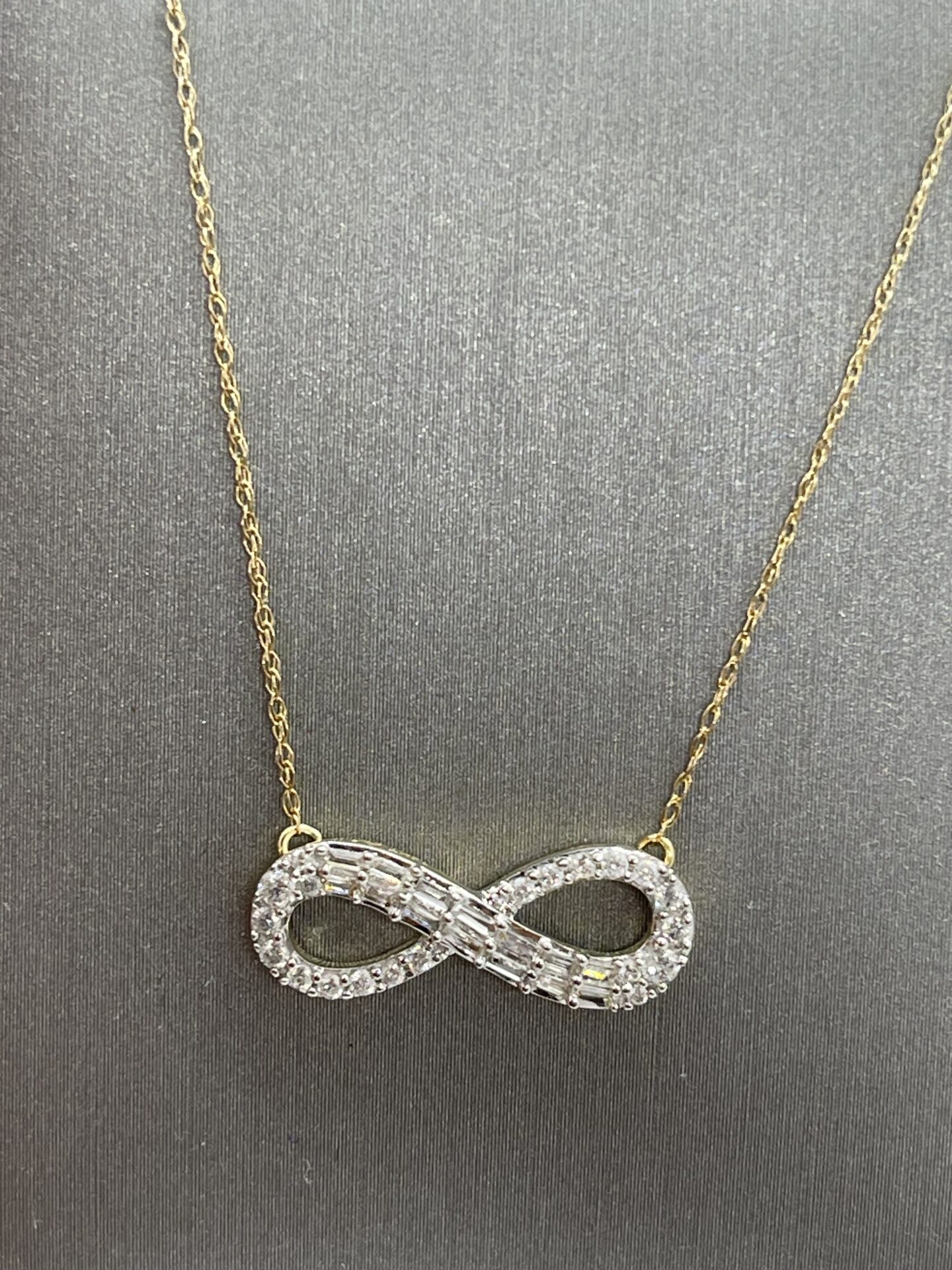 14K Yellow Gold Infinity Diamond Necklace