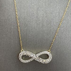 14K Yellow Gold Infinity Diamond Necklace