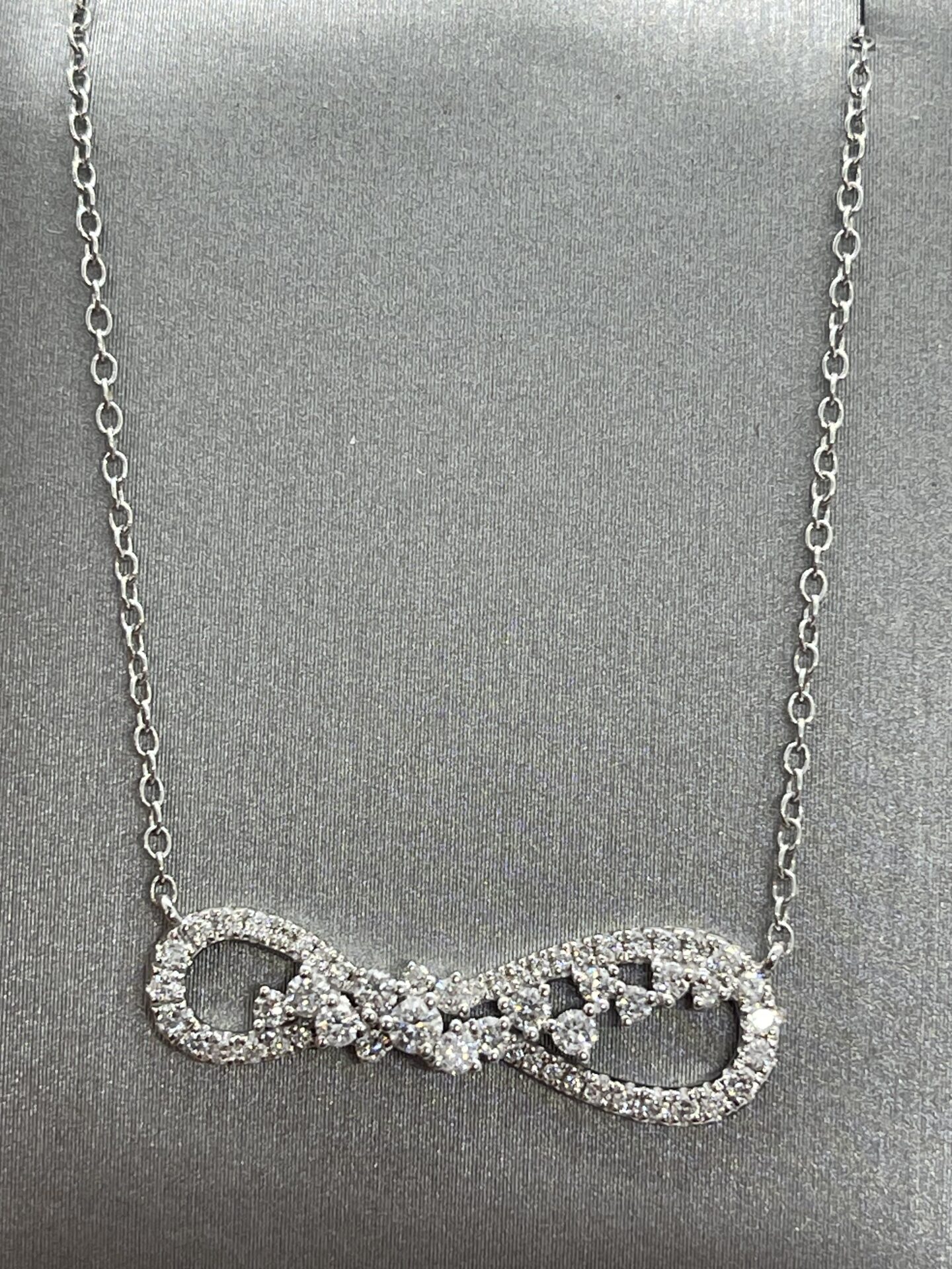 14K White Gold Infinity Diamond Necklace
