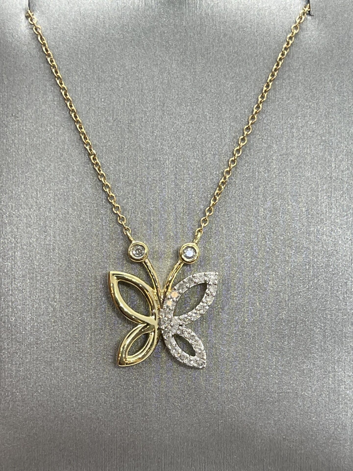14K Gold Yellow Butterfly Diamond Necklace