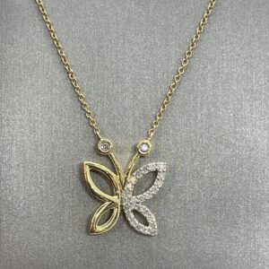 14K Gold Yellow Butterfly Diamond Necklace