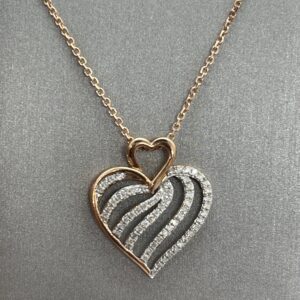 10K Rose Gold Heart Diamond Necklace