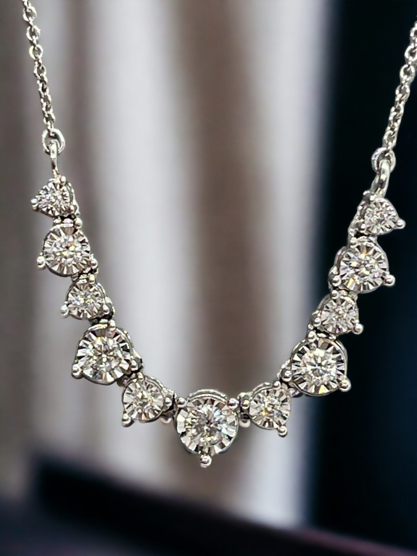 10K White Gold Diamond Heart Necklace