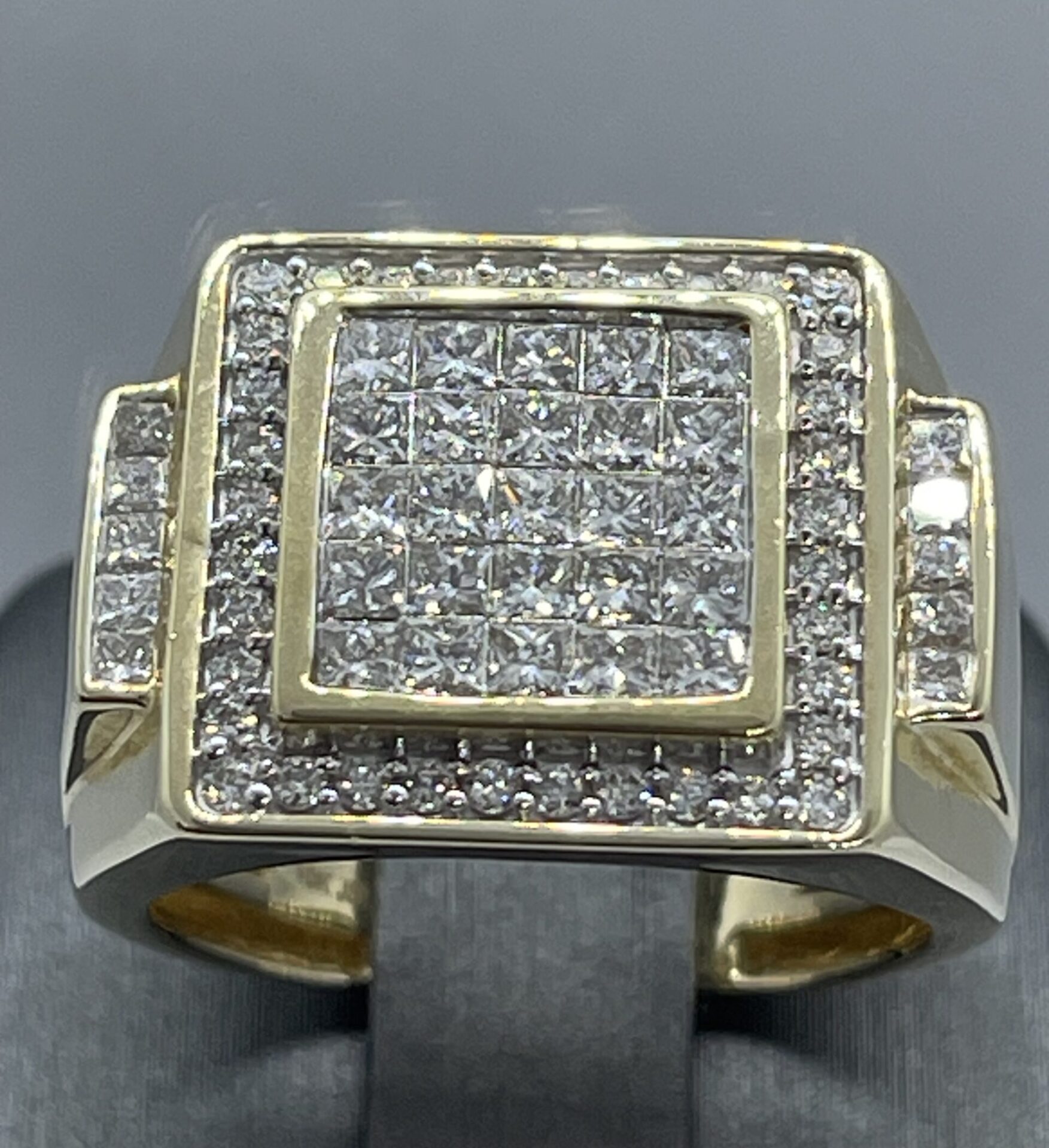 10K Yellow Gold Diamond 2.00Ctw Princess/Round Cut Men's Ring