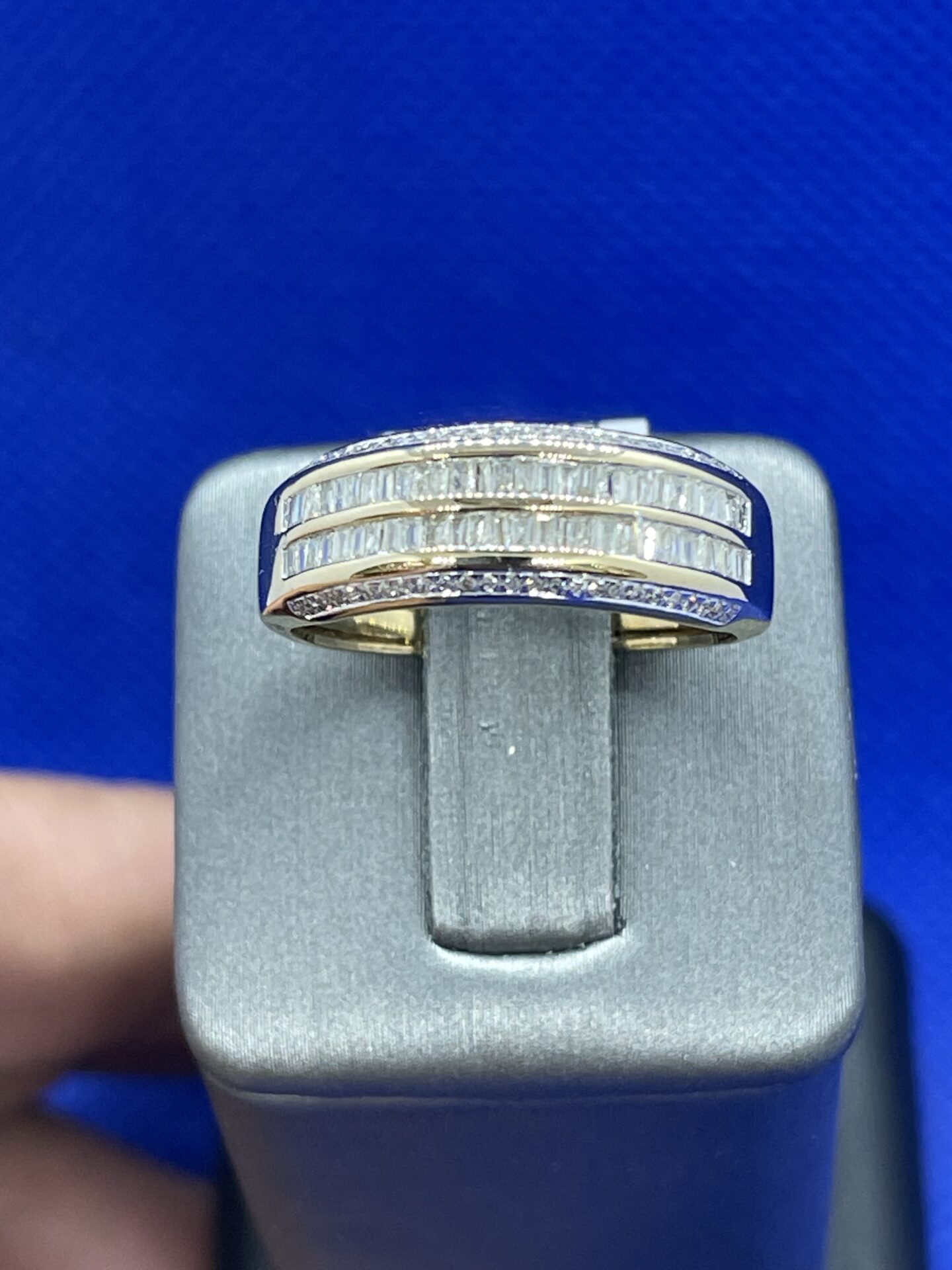 10K Yellow Gold Diamond 0.55Ctw Baguette Cut Men's Ring