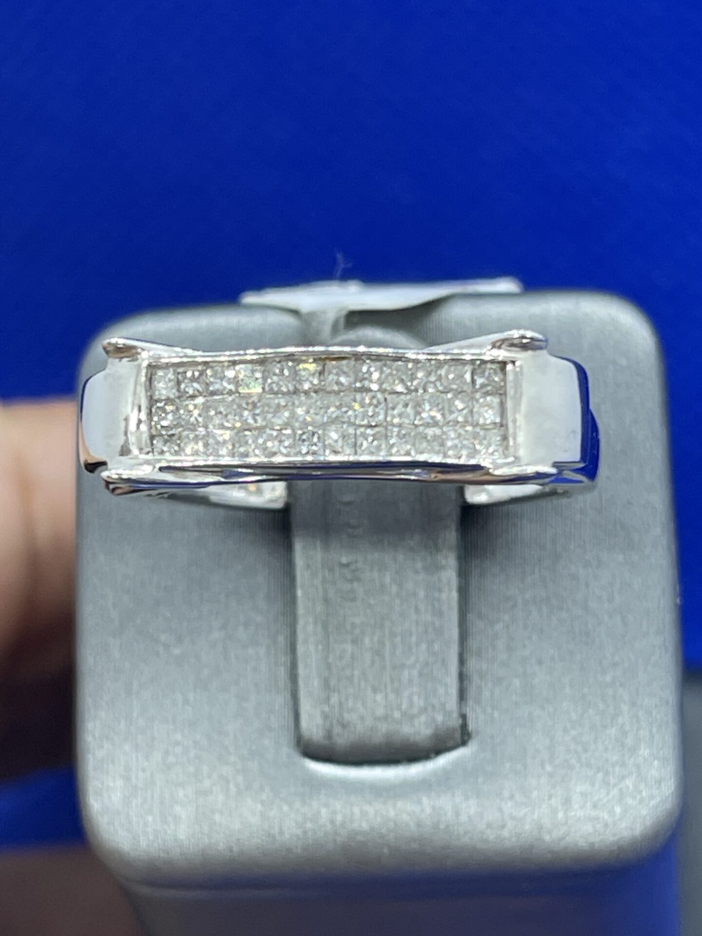 14K White Gold Diamond 0.50Ctw Princess Cut Men's Ring
