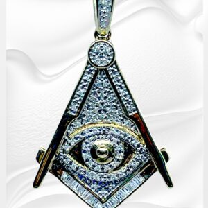 10K Yellow Gold Diamond Evil Eye Pendant