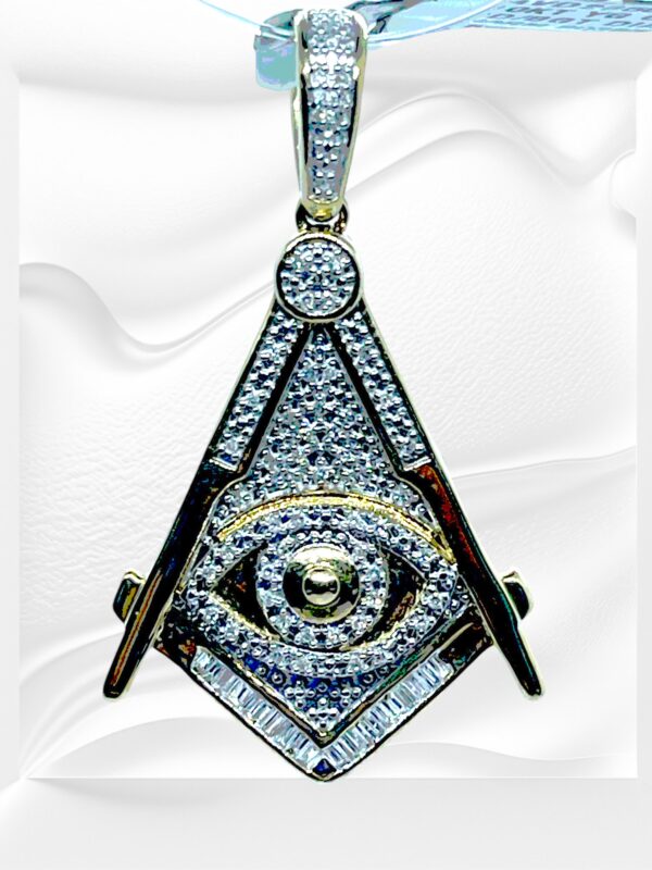 10K Yellow Gold Diamond Evil Eye Pendant