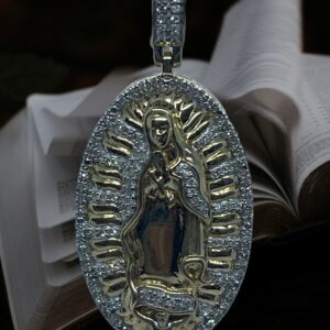10K Yellow Gold Diamond Mother Mary Pendant