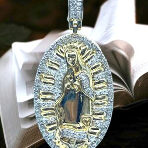 10K Yellow Gold Diamond Mother Mary Pendant