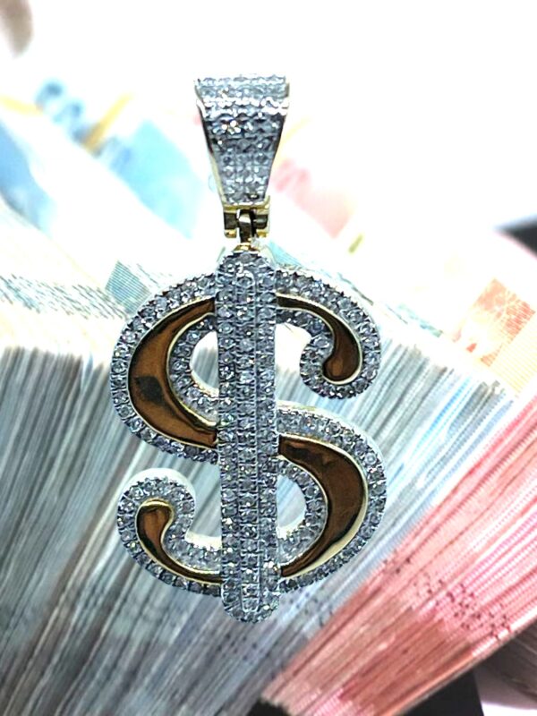 10K Yellow Gold Diamond Dollar Sign $ Pendant