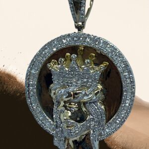 10K Yellow Gold Diamond Jesus Head / Crown Pendant