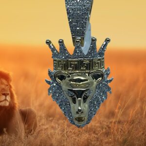 10K Yellow Gold Diamond Lion Head Pendant