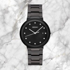 Seiko Essentials Black Ion Finish Stainless Steel Bracelet All Black Men's Watch (Model: SUR489)