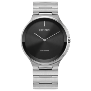 Citizen Eco-Drive Stiletto Silver-Tone Black Dial Unisex Watch (Model: AR3110-52E)