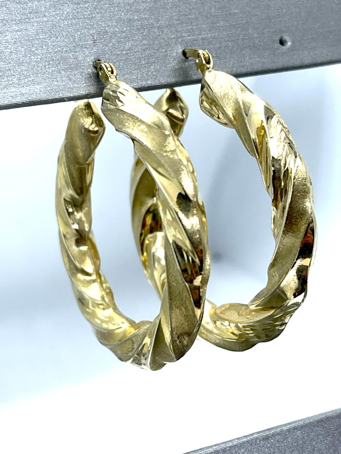 10K Yellow Gold Twisted Hoop Earrings
