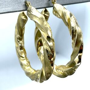 10K Yellow Gold Twisted Hoop Earrings