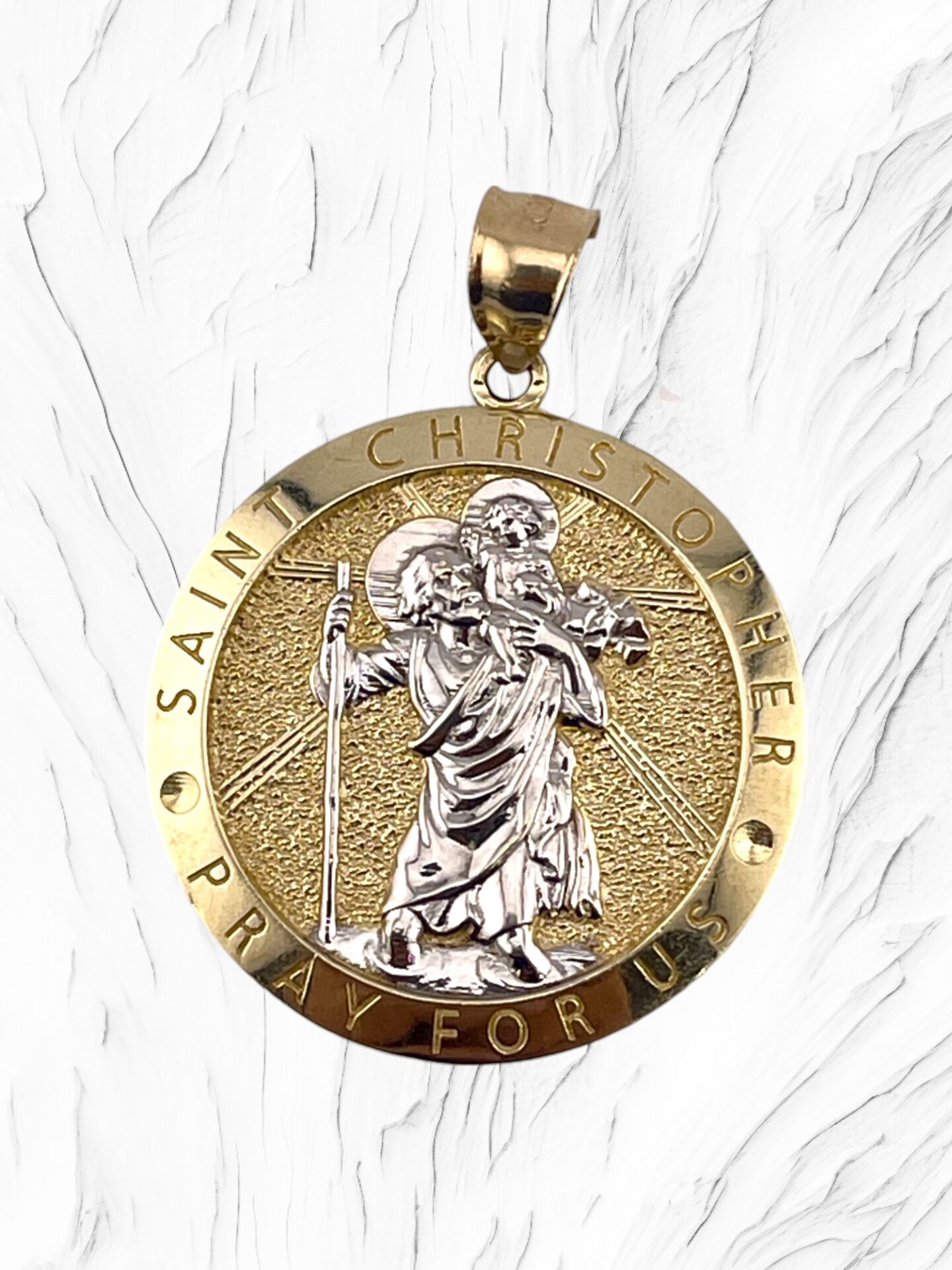 10K Yellow Gold Saint Christopher Medallion Pendant