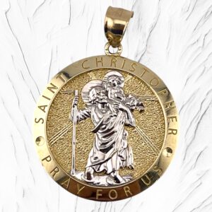 10K Yellow Gold Saint Christopher Medallion Pendant