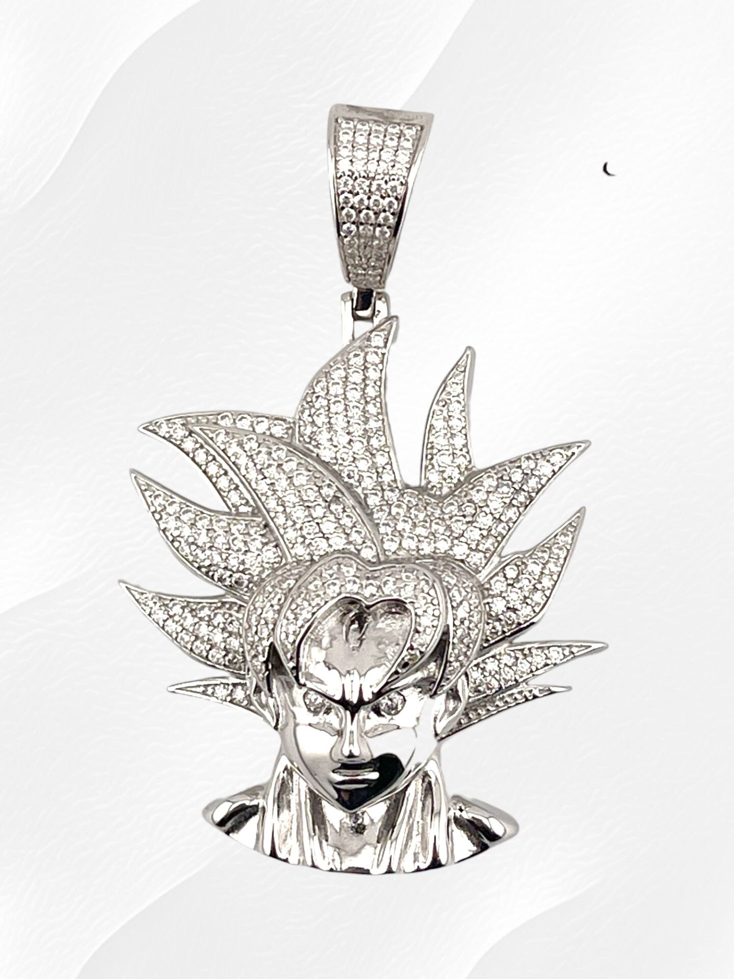 925 Sterling Silver  Moissanite  “GOKU” Pendant. (Dragon ball Z)