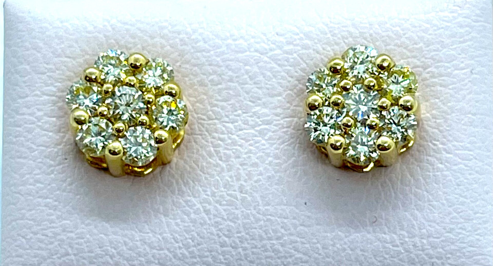 10K Yellow Gold Canary Yellow Diamond Stud Earrings 1.24ct