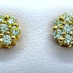 10K Yellow Gold Canary Yellow Diamond Stud Earrings 1.24ct