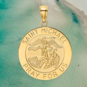 14K Yellow Gold Saint Michael Pendant