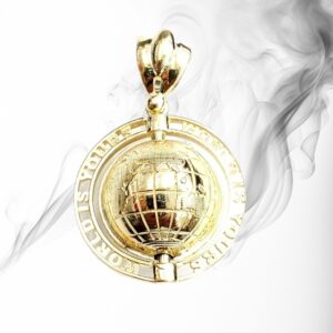 10K Yellow Gold Spinner Globe "World is Yours " 3-D Pendant