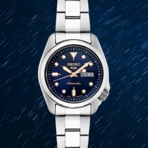 Seiko Automatic 5 Sports Blue Dial Stainless Steel Bracelet Ladies Watch (Model: SRE003)