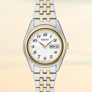 Seiko Essentials Analog Two-Tone Stainless Steel Bracelet Ladies Watch (Model: SUR438)