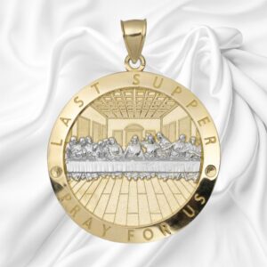 10K Yellow Gold Last Supper Medallion Pendant