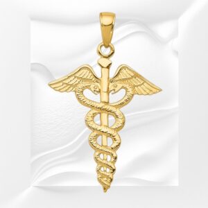 10K Yellow Gold Caduceus Pendant