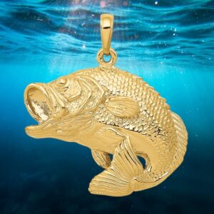 10K Yellow Gold Bass Fish Charm