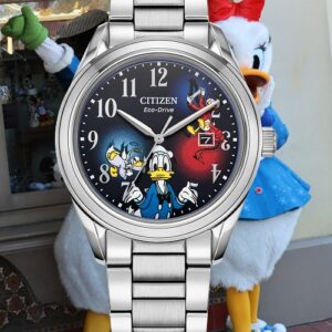 "Limited Edition" Citizen Eco-Drive Disney Feisty Donald Duck 90th Anniversary Watch and Pin Box Set (Model: AW1691-66W)