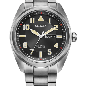 Citizen Eco-Drive Garrison Black Dial Super Titanium Bracelet Men's Watch (Model:BM8560-53E)