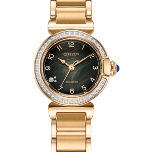 Citizen Eco-Drive L Mae Dress Classic Diamond Rose-Tone IP Green Dial Ladies Watch (Model: EM1123-62X)