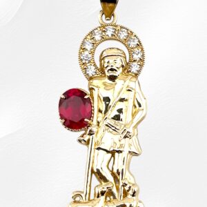 10K Yellow Gold Saint Lazarus Pendant with Ruby